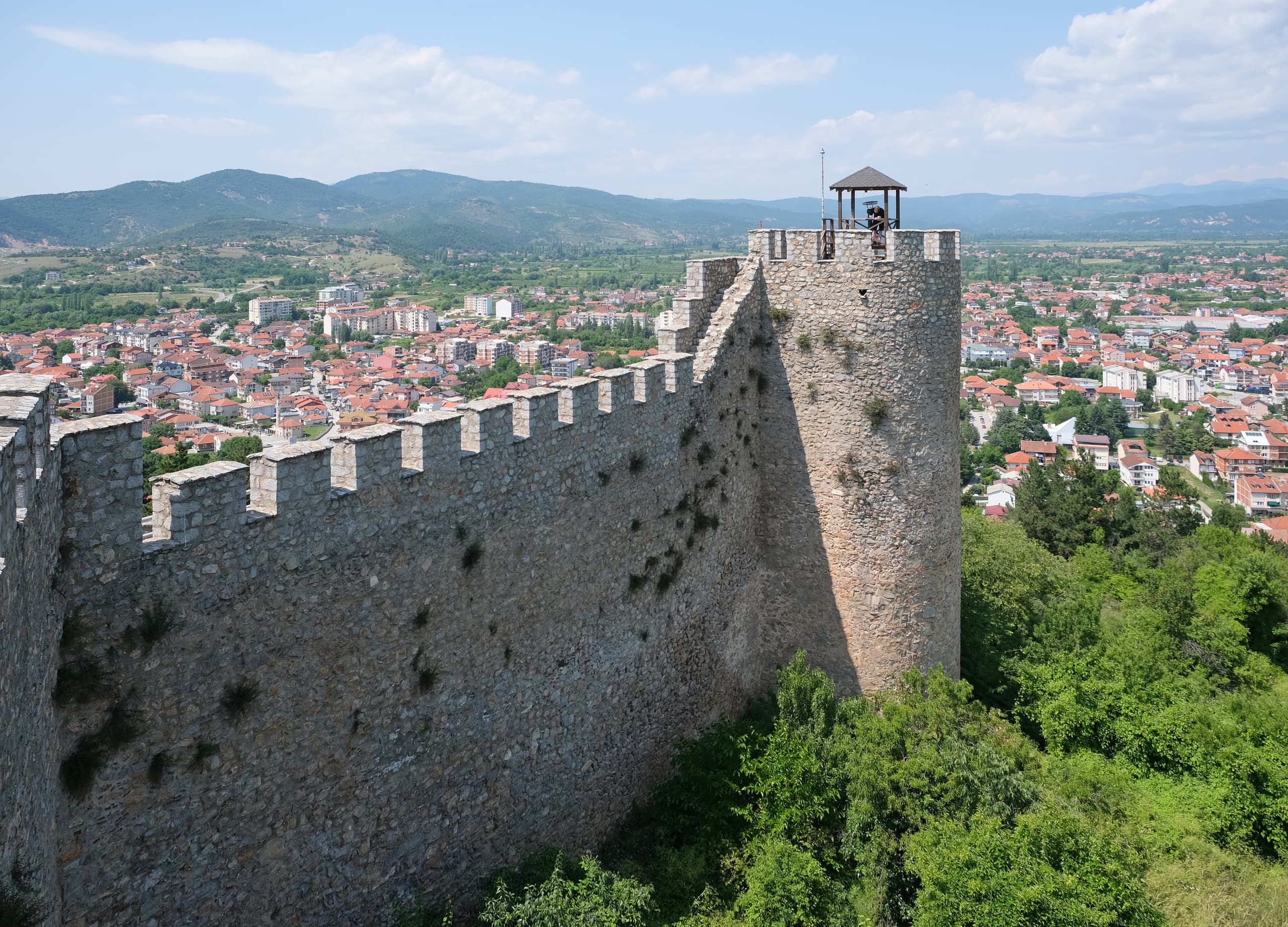 Samuel's Fortress walls overlooking Ohrid's Old Town and the lake