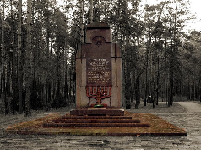 The Jewish victims' monument at the Paneriai Memorial outside Vilnius