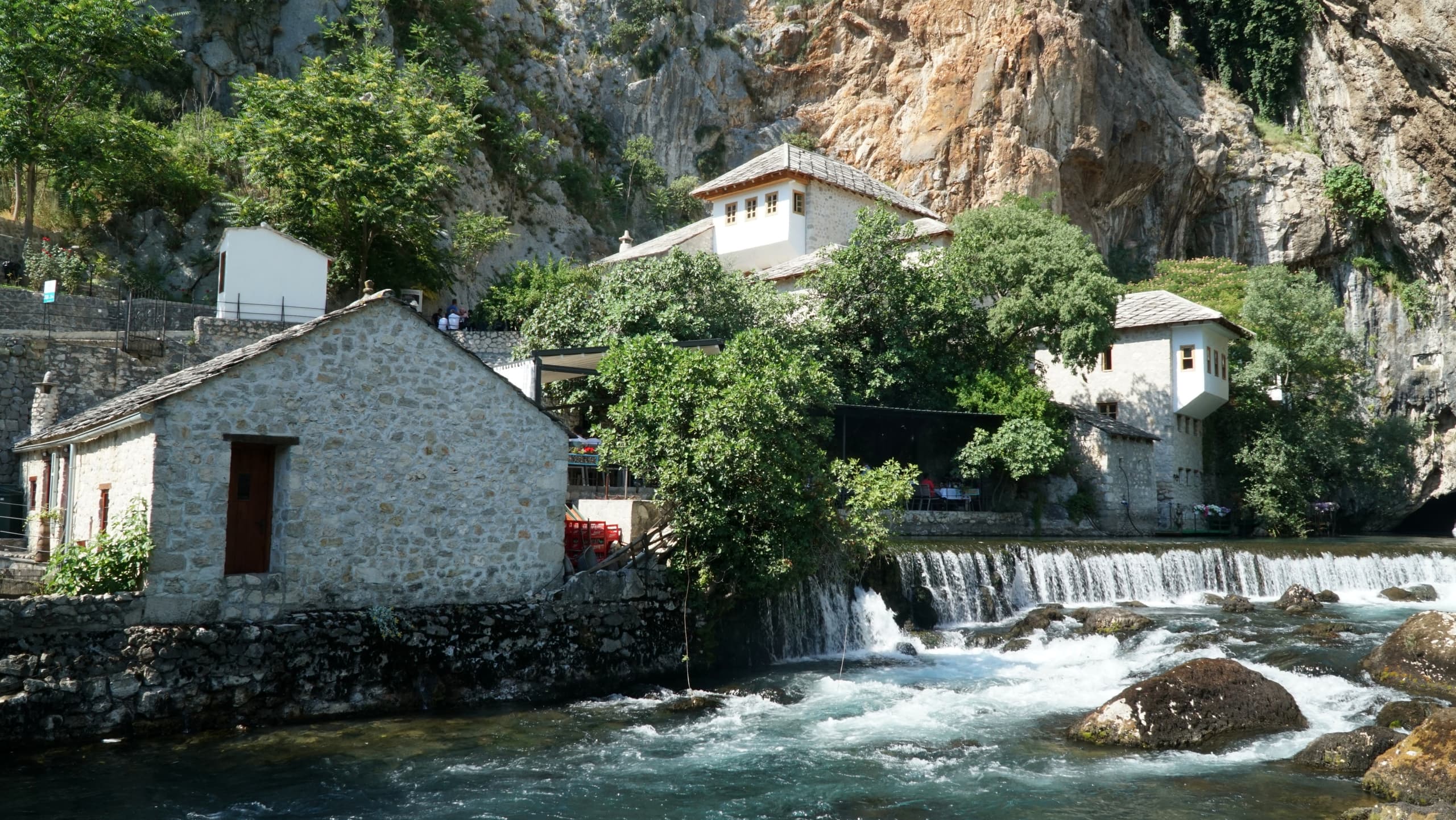 Blagaj Tekija dervish monastery built at the base of a cliff over the Buna spring